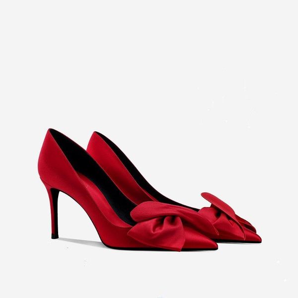 dress shoes autumn bow satin high-heeled pointed bridal wedding banquet all-match custom-made women's single, Black
dress shoes autumn bow satin high-heeled pointed bridal wedding banquet all-match custom-made women's single, Black