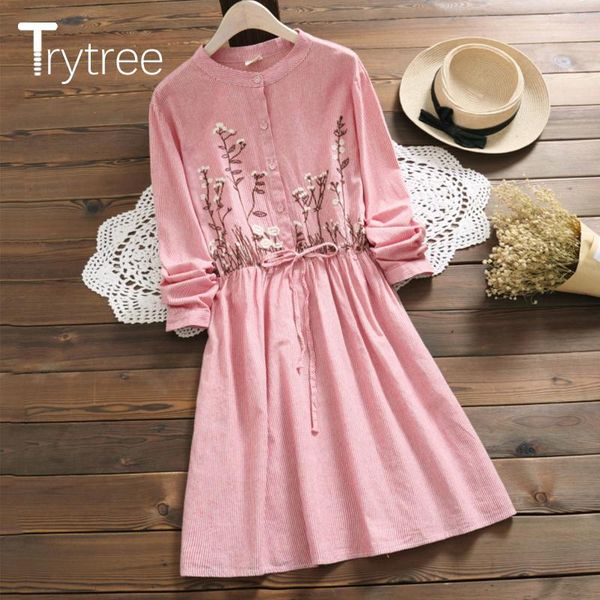 casual dresses trytree autumn women dress o-neck embroidery striped drawstring waist shirt dressses a-line office lady knee-length, Black;gray
casual dresses trytree autumn women dress o-neck embroidery striped drawstring waist shirt dressses a-line office lady knee-length, Black;gray