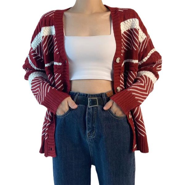 women's knits & tees spring fall women\u2021s button down casual loose sweater long sleeve v neck cable knit striped cardigan red s//l, White
women's knits & tees spring fall women\u2021s button down casual loose sweater long sleeve v neck cable knit striped cardigan red s//l, White