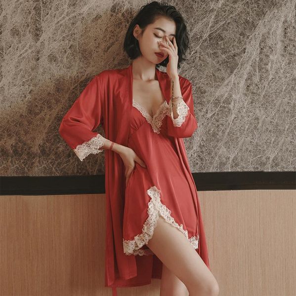 women's sleepwear robe sets bathrobe women faux silk bride bridesmaid wedding lace kimono gown satin intimate lingerie, Black;red
women's sleepwear robe sets bathrobe women faux silk bride bridesmaid wedding lace kimono gown satin intimate lingerie, Black;red