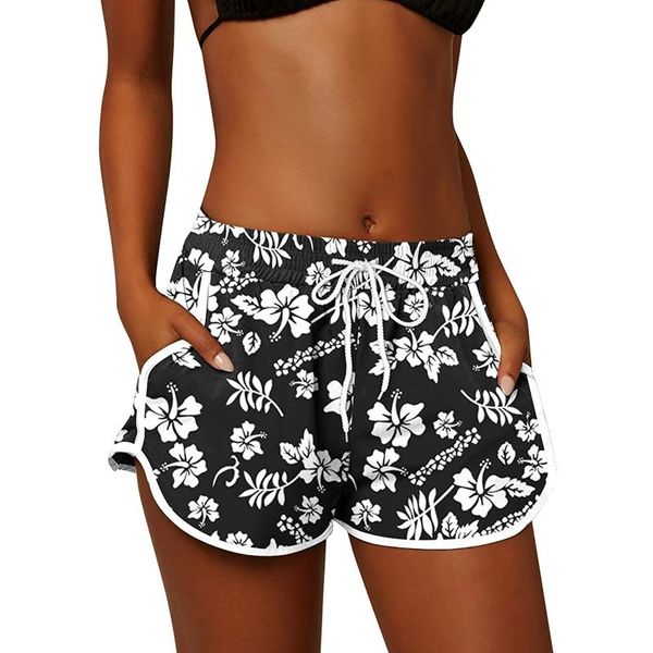women's shorts women summer sports short floral beach boardshorts with pockets female swim trunks workot gym clothes running jogging, White;black
women's shorts women summer sports short floral beach boardshorts with pockets female swim trunks workot gym clothes running jogging, White;black