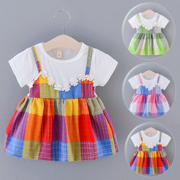 girl's dresses summer dress for toddler kid baby girls rainbow plaid print patchwork princess outfit christening sundress, Red;yellow
girl's dresses summer dress for toddler kid baby girls rainbow plaid print patchwork princess outfit christening sundress, Red;yellow