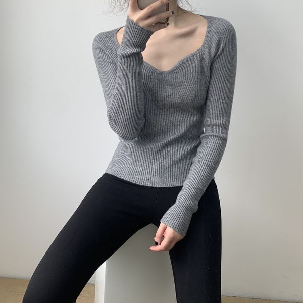 spring new 2021 pure color v-neck knitted fashion sweater casual long sleeve women gray pullovers pull femme ab23, White;black
spring new 2021 pure color v-neck knitted fashion sweater casual long sleeve women gray pullovers pull femme ab23, White;black