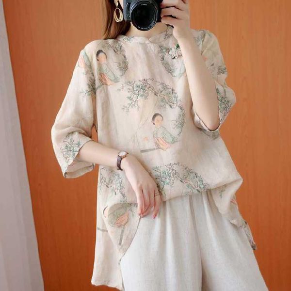 ethnic clothing summer ramie chinese style qipao blouse coiled button cotton loose medium sleeve shirt, Red
ethnic clothing summer ramie chinese style qipao blouse coiled button cotton loose medium sleeve shirt, Red