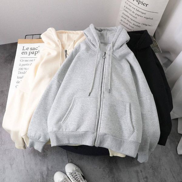 women's hoodies & sweatshirts 2021 women winter gray korean long-sleeved zipper plus velvet thickening jacket couple, Black
women's hoodies & sweatshirts 2021 women winter gray korean long-sleeved zipper plus velvet thickening jacket couple, Black