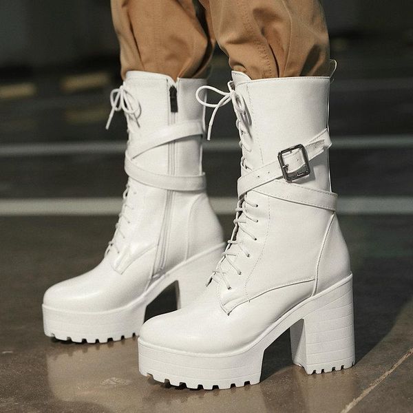 boots autumn winter female fashion buckle platform women shoes square high heel cross tied zipper short woman, Black
boots autumn winter female fashion buckle platform women shoes square high heel cross tied zipper short woman, Black