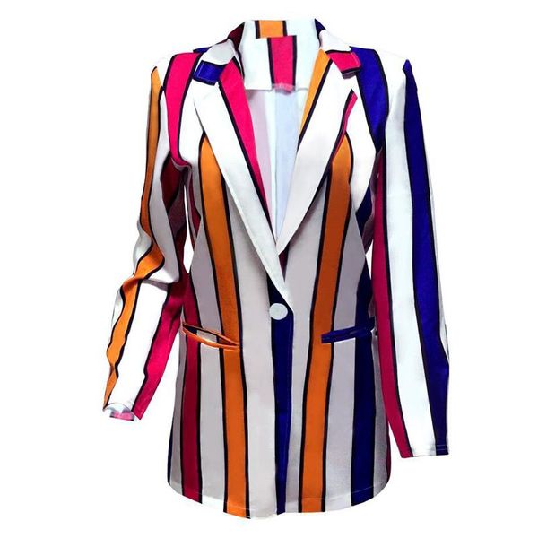 women's suits & blazers fashion street multicolor striped women 2021 spring autumn mid length plus size streetwear single button blazer, White;black
women's suits & blazers fashion street multicolor striped women 2021 spring autumn mid length plus size streetwear single button blazer, White;black