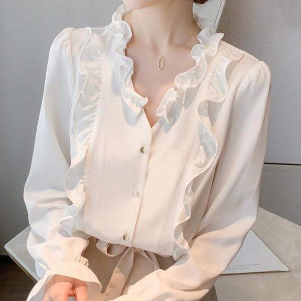women's blouses & shirts long sleeve white women shirt blouse blusas mujer de moda 2021 ruffles v-neck chiffon blusa e570
women's blouses & shirts long sleeve white women shirt blouse blusas mujer de moda 2021 ruffles v-neck chiffon blusa e570