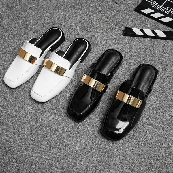 slippers flat shoes female med rivet loafers square toe ladies' pu fabric basic metal decoration patent leather rubber heel, Black
slippers flat shoes female med rivet loafers square toe ladies' pu fabric basic metal decoration patent leather rubber heel, Black