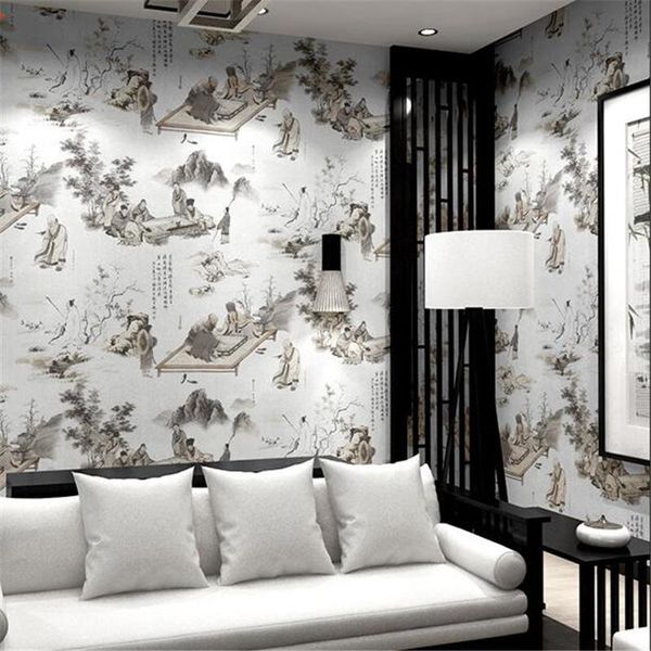 

wallpapers wellyu chinese style wallpaper ancient classical zen tea room living tv background wall paper