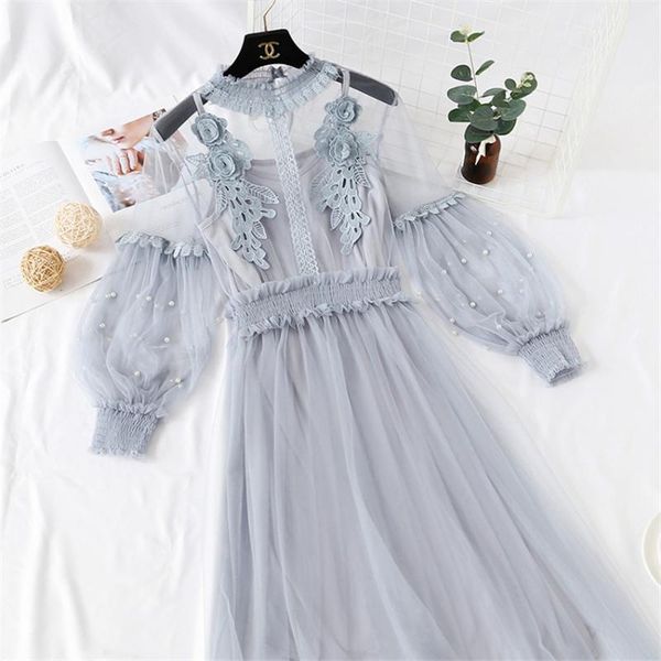 casual dresses gowyimmes 2021 summer two pieces elegant women long sleeve lace dress+ vest midi party beading mesh dressess vestidos pd275, Black;gray
casual dresses gowyimmes 2021 summer two pieces elegant women long sleeve lace dress+ vest midi party beading mesh dressess vestidos pd275, Black;gray