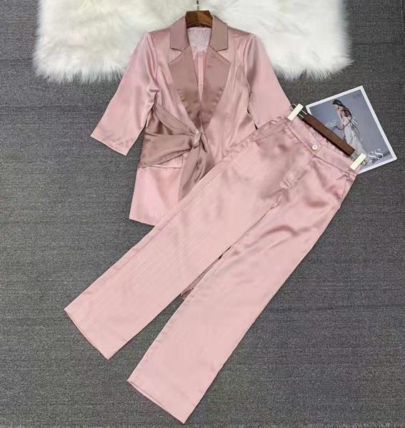 women's two piece pants ik0785 fashion women sets 2021 runway luxury european design party style clothing, White
women's two piece pants ik0785 fashion women sets 2021 runway luxury european design party style clothing, White