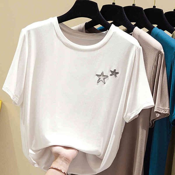 women's t-shirt female modal cotton shirt, embroidered, summer, geometric , star, short sleeve shirt , women's clothes, femme add7, White
women's t-shirt female modal cotton shirt, embroidered, summer, geometric , star, short sleeve shirt , women's clothes, femme add7, White