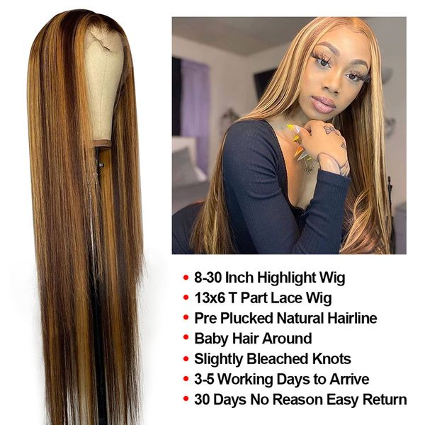 highlight wigs lace front human hair ombre straight 28 30 inch wig brazilian 13x1 hd full frontal honey blonde lace front wigs, Black;brown
highlight wigs lace front human hair ombre straight 28 30 inch wig brazilian 13x1 hd full frontal honey blonde lace front wigs, Black;brown