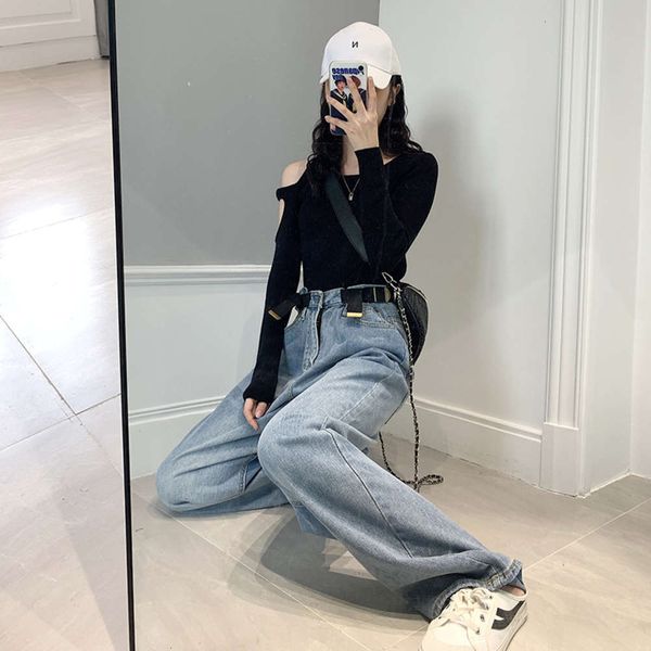 hip hop autumn high waist adjustable leg belt lengthened denim wide 2020 new korean loose floor length pants for women k, Blue
hip hop autumn high waist adjustable leg belt lengthened denim wide 2020 new korean loose floor length pants for women k, Blue