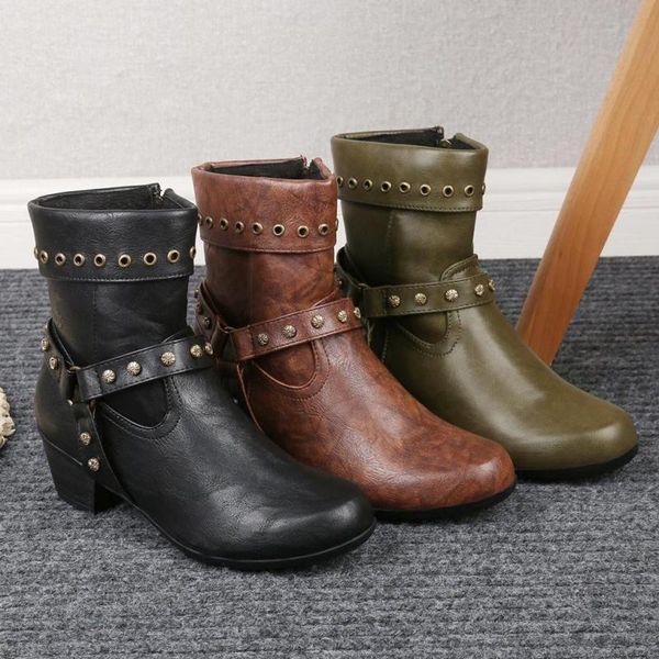 2021 new fashion leather solid color winter boots square head zipper leather boots high heels retro women's botas mujer, Black
2021 new fashion leather solid color winter boots square head zipper leather boots high heels retro women's botas mujer, Black