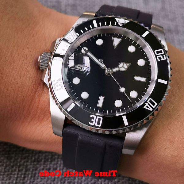 black 40mm genuine nh35 automatic men's watch date indicator sapphire glass rubber strap ceramic bezel insert luminous sub, Slivery;brown
black 40mm genuine nh35 automatic men's watch date indicator sapphire glass rubber strap ceramic bezel insert luminous sub, Slivery;brown