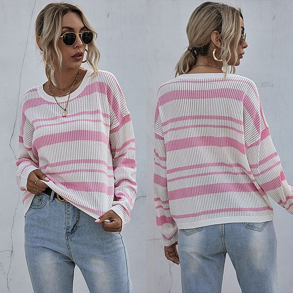2021 design elegant pink stripes knitted sweaters women fashion autumn o-neck long sleeve pullover slim korean sweater 8je6, White;black
2021 design elegant pink stripes knitted sweaters women fashion autumn o-neck long sleeve pullover slim korean sweater 8je6, White;black