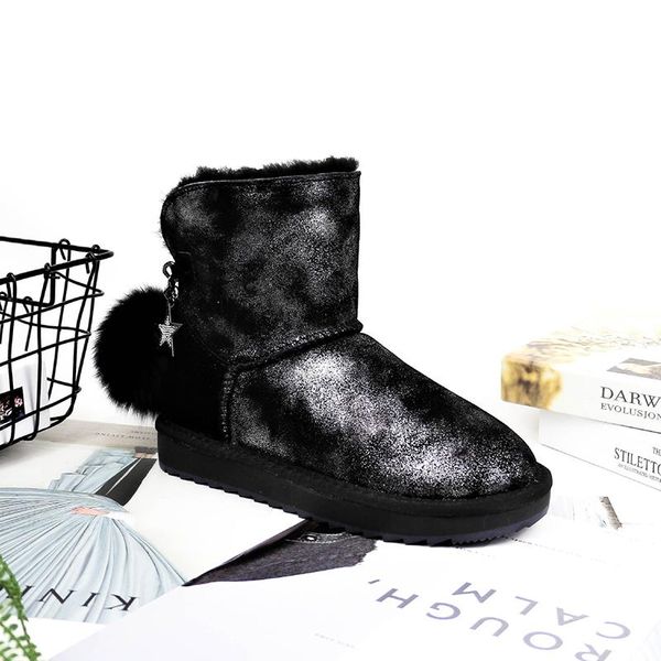 boots 2021 winter women genuine wool snow shoes sheep fur real ball suede leather women's flat mid-calf, Black
boots 2021 winter women genuine wool snow shoes sheep fur real ball suede leather women's flat mid-calf, Black