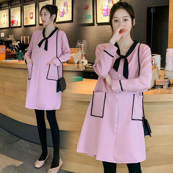 2021 spring pregnant women fashion dress long sleeve loose bow collar pink maternity a-line dresses pockets pregnancy clothes, White
2021 spring pregnant women fashion dress long sleeve loose bow collar pink maternity a-line dresses pockets pregnancy clothes, White