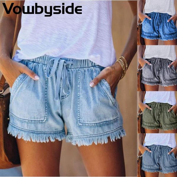 women's jeans summer shorts mid waist solid color lace up tassel casual fashion denim, Blue
women's jeans summer shorts mid waist solid color lace up tassel casual fashion denim, Blue