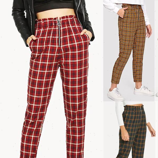 fashion women high waist lattice plaid printing zipper long trousers pockets decorati casual pants calf length pants trousers, Black;white
fashion women high waist lattice plaid printing zipper long trousers pockets decorati casual pants calf length pants trousers, Black;white