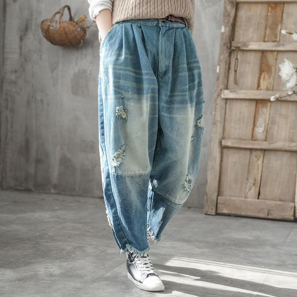 women's jeans runback distressed women baggy pants cotton black waist loose plus size harajuku ripped tapered cropped denim trousers, Blue
women's jeans runback distressed women baggy pants cotton black waist loose plus size harajuku ripped tapered cropped denim trousers, Blue