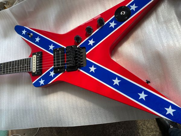 wash dime 333 dimebag darrell rebel confederate flag red electric guitar floyd rose tremolo bridge & locking nut, star inlay, black hardware
wash dime 333 dimebag darrell rebel confederate flag red electric guitar floyd rose tremolo bridge & locking nut, star inlay, black hardware
