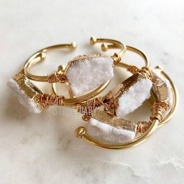 bangle bm27698 white aura druzy titanium geometric bracelet cuff raw brass gold plated boho agate bridesmaid gift, Black
bangle bm27698 white aura druzy titanium geometric bracelet cuff raw brass gold plated boho agate bridesmaid gift, Black