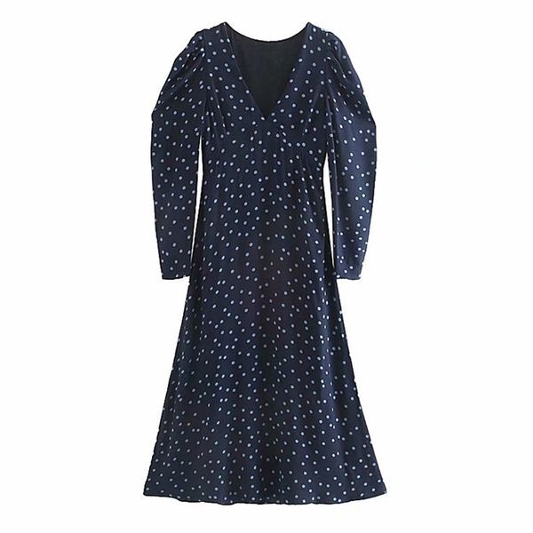 stylish chic slim dot printed dress autumn fashion women v neck dresses elegant ladies long sleeve mid calf vestidos 210531, Black;gray
stylish chic slim dot printed dress autumn fashion women v neck dresses elegant ladies long sleeve mid calf vestidos 210531, Black;gray