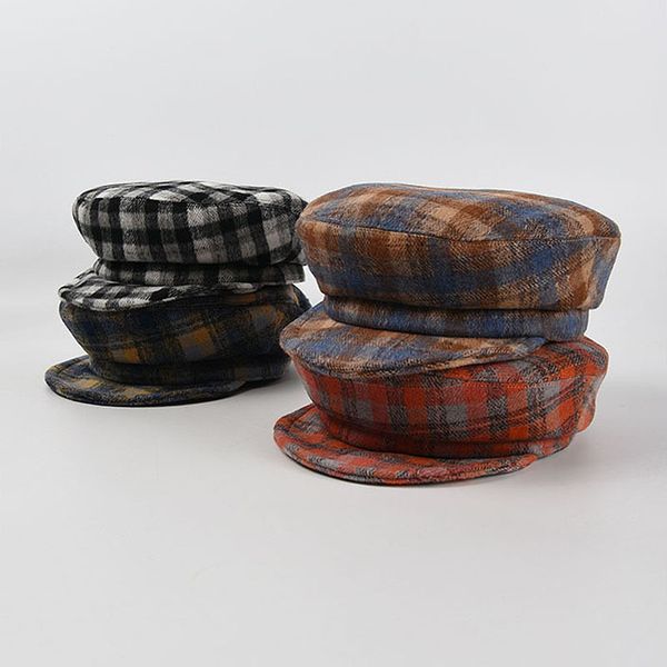 ing for women autumn winter hats lattice sboy hat cotton flat wide brim men windproof cap female, Blue;gray 
ing for women autumn winter hats lattice sboy hat cotton flat wide brim men windproof cap female, Blue;gray