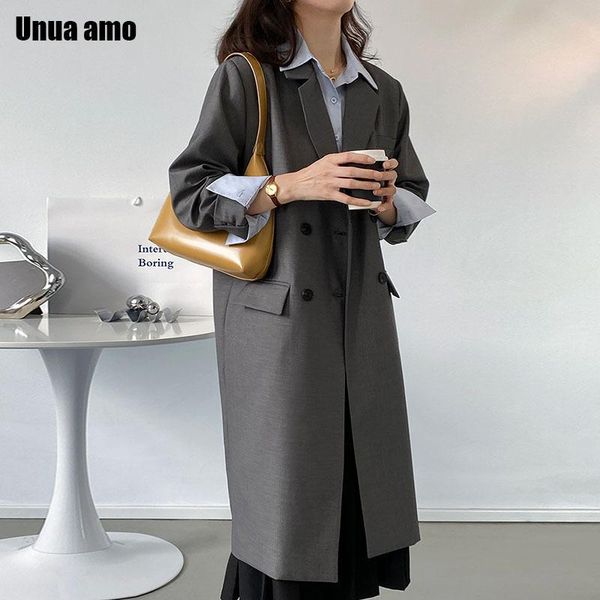 women's suits & blazers unua amo women elegant long double breasted office lady coat loose causal female suit jackets 2021 autumn winte, White;black
women's suits & blazers unua amo women elegant long double breasted office lady coat loose causal female suit jackets 2021 autumn winte, White;black