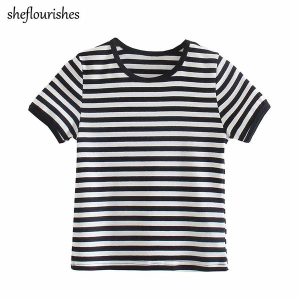 women's t-shirt summer t shirt women short sleeve casual o neck white black striped shirts patchwork korean slim vintage 2021
women's t-shirt summer t shirt women short sleeve casual o neck white black striped shirts patchwork korean slim vintage 2021