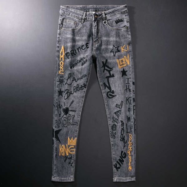 men's jeans streetwear fashion retro black gray elastic slim fit printed designer embroidery hip hop denim punk pants jnk4, Blue
men's jeans streetwear fashion retro black gray elastic slim fit printed designer embroidery hip hop denim punk pants jnk4, Blue