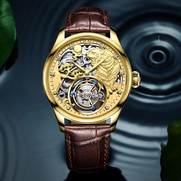 wristwatches high-end tourbillon watch fully automatic mechanical hollow perspective business men watches clock, Slivery;brown
wristwatches high-end tourbillon watch fully automatic mechanical hollow perspective business men watches clock, Slivery;brown