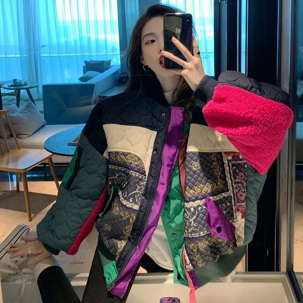 fashion baseball uniform women autumn winter thick korean version loose 2021 splicing winter jacket cotton jacket outerwear, Black;brown
fashion baseball uniform women autumn winter thick korean version loose 2021 splicing winter jacket cotton jacket outerwear, Black;brown