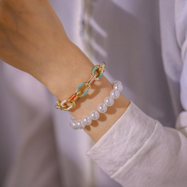 link, chain punk thick cross aluminium rainbow enamel bracelets on hand charm women's pearls beaded bracelet bangle 2021 jewelry, Black
link, chain punk thick cross aluminium rainbow enamel bracelets on hand charm women's pearls beaded bracelet bangle 2021 jewelry, Black