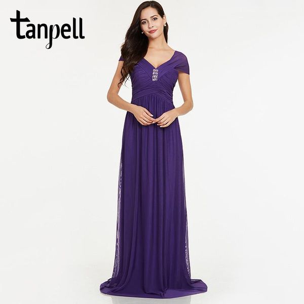 party dresses tanpell v neck long evening dress purple beaded cap sleeves floor length a line gown women prom formal, White;black
party dresses tanpell v neck long evening dress purple beaded cap sleeves floor length a line gown women prom formal, White;black