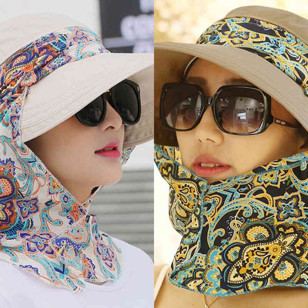 wide brim hats fashion women summer outdoor riding anti uv sun beach foldable sunscreen floral print caps neck face 0214, Blue;gray
wide brim hats fashion women summer outdoor riding anti uv sun beach foldable sunscreen floral print caps neck face 0214, Blue;gray
