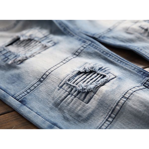 2021 men's drags ripped broek van bedelaars retro nostalgia fry driving elastic rights fold crepe jeans, Blue
2021 men's drags ripped broek van bedelaars retro nostalgia fry driving elastic rights fold crepe jeans, Blue