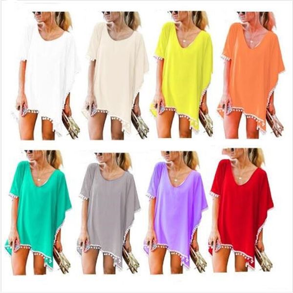 women fashion bikini clothes cover tassel ups dresses chiffon summer shirt beach casual mini dress loose blouse beachwear b4385, White;black
women fashion bikini clothes cover tassel ups dresses chiffon summer shirt beach casual mini dress loose blouse beachwear b4385, White;black