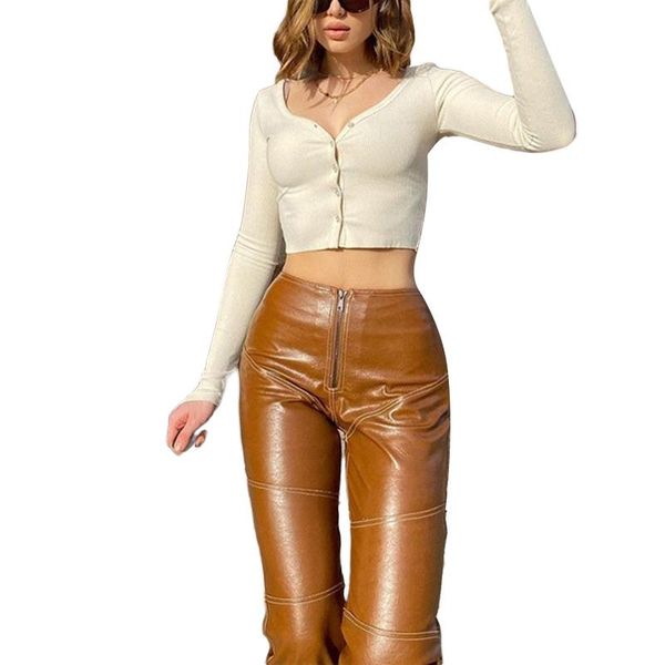 women's pants & capris 2021 style women solid color leather leggings, high waist zipper closure bodycon trousers, black/ brown, Black;white
women's pants & capris 2021 style women solid color leather leggings, high waist zipper closure bodycon trousers, black/ brown, Black;white