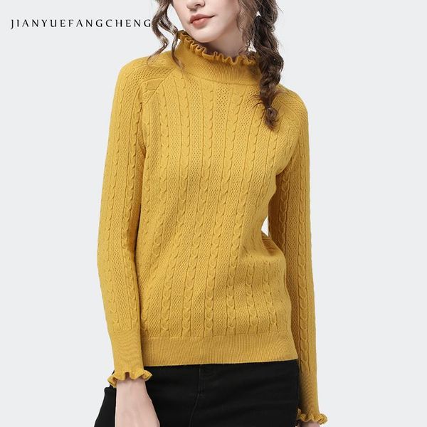 women's sweaters ruffled mock neck womens autumn bottoming sweater solid long sleeve winter knitted loose casual female sweatshirts, White;black
women's sweaters ruffled mock neck womens autumn bottoming sweater solid long sleeve winter knitted loose casual female sweatshirts, White;black