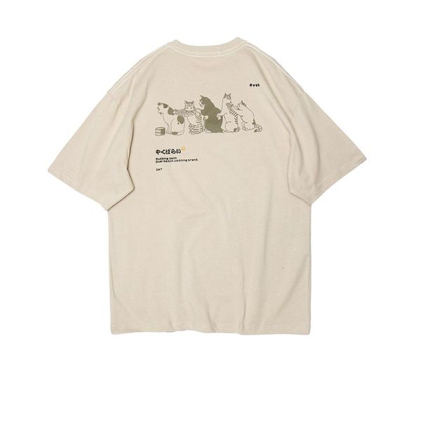 women's t-shirt japanese retro short sleeve women fashion fun cat printed solid oversize round neck tee casual loose kawaii graphic top, White
women's t-shirt japanese retro short sleeve women fashion fun cat printed solid oversize round neck tee casual loose kawaii graphic top, White