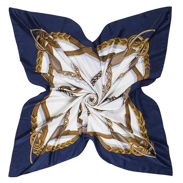 130*130cm luxury brand twill hijab large square scarves chain printing shawls stoles bandana silk scarf for women headband, Blue;gray
130*130cm luxury brand twill hijab large square scarves chain printing shawls stoles bandana silk scarf for women headband, Blue;gray