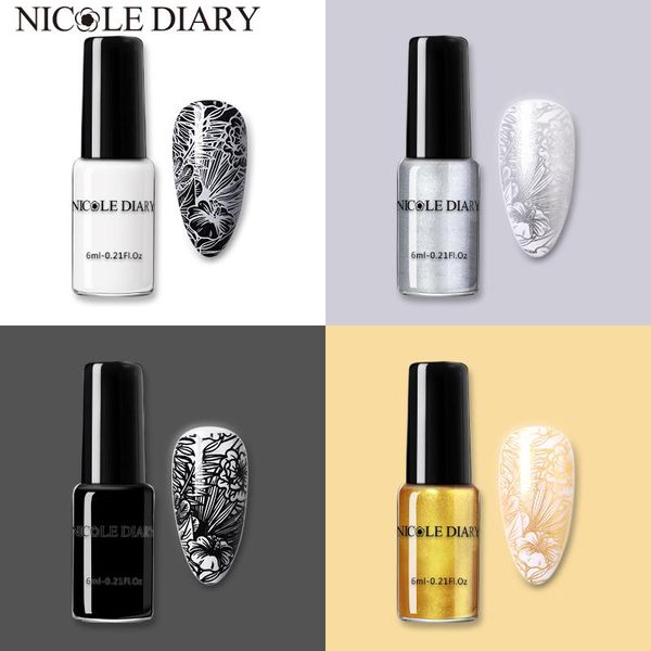 nail polish nicole diary 6/5/4/2pcs stamping set black white gold silver basic colors stamp varnishes diy printing lacquers
nail polish nicole diary 6/5/4/2pcs stamping set black white gold silver basic colors stamp varnishes diy printing lacquers