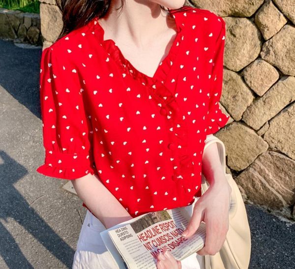 women's blouses & shirts 2021 fashion korean summer red v-neck office lady short sleeve blouse and chiffon elegant, White
women's blouses & shirts 2021 fashion korean summer red v-neck office lady short sleeve blouse and chiffon elegant, White