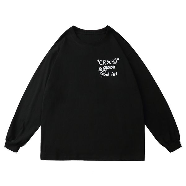 new streetwear 2021 t shirt 3d reflective bear long sleeve hip hop tshirt oversize cotton autumn harajuku tees pullover men creative zlo5, White;black