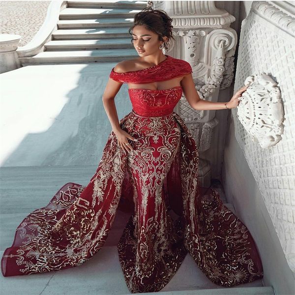 luxury arabic pageant dresses with detachable train silver appliqued mermaid prom evening dresses custom made sweep train robe de mariée, Black
luxury arabic pageant dresses with detachable train silver appliqued mermaid prom evening dresses custom made sweep train robe de mariée, Black