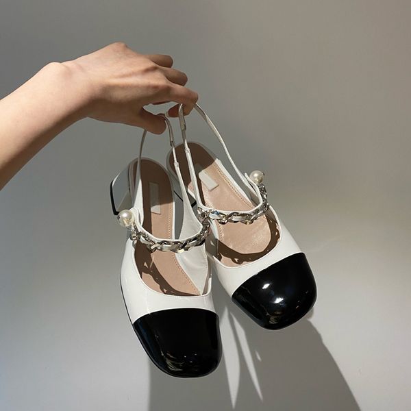 new 2021 spring and summer miu color matching mary jane high heels women pearl chain round head thick heel back empty sandals women yw, Black
new 2021 spring and summer miu color matching mary jane high heels women pearl chain round head thick heel back empty sandals women yw, Black